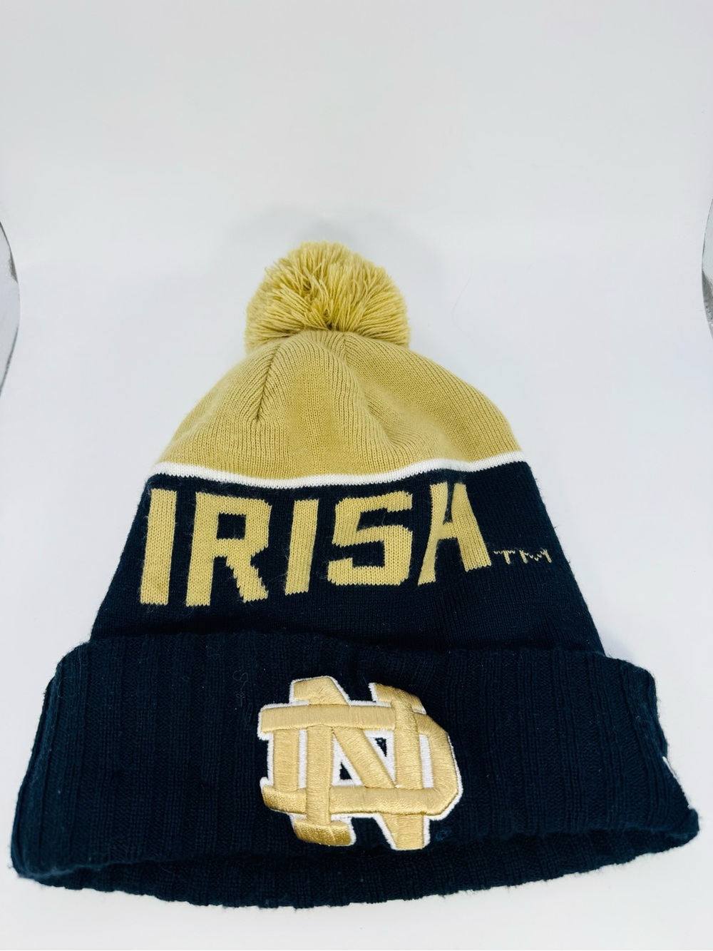 Notre Dame New Era Acrylic Black Unisex Adult Cuffed Pom Knit Winter Beanie Hat